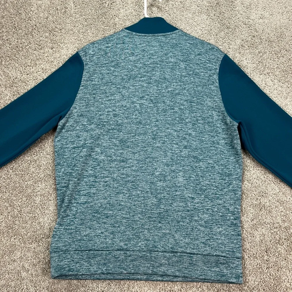 Under Armour Mens Medium M/M Teal Grey Heather 1/4 Zip Pullover Sweatshirt Green